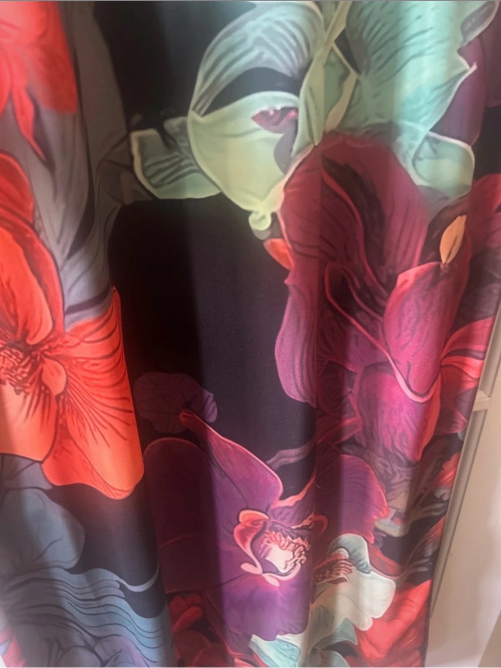 SHEIN Floral Long Sleeve Maxi Dress - Purple, Black, Teal & Orange - Picture 6 of 6